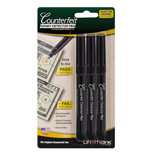DRI-MARK SMART MONEY COUNTERFEIT BILL DETECTOR PEN, 3/PACK - BLACK - Brand New