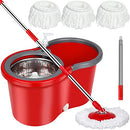 Spin Mop Bucket Wringer Set with 3 Mop Refills Telescoping Rod 61" - B0BYSNZVF9 - Brand New