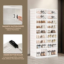 Dollate 9 Tier 9x4 Shoe Rack, Storage with Magnetic Clear Door 147073 - White - Like New