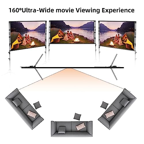GAINVANE PROJECTION SCREEN WITH STAND 100" PORTABLE MOVIE SCREEN 16:9 - WHITE - Brand New