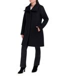 COLE HAAN SOFT CONVERTIBLE COLLAR BUTTON UP FORMAL COAT 353SY221-BLK-10 -BLACK - Brand New