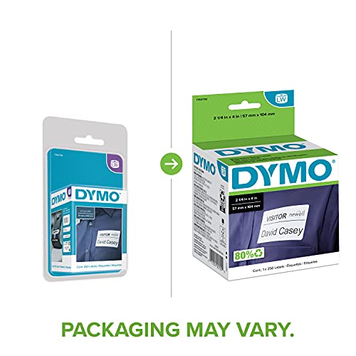 DYMO LW SELF-ADHESIVE NAME BADGE LABELS LABELWRITER 2-1/4'' X 4'',250 (1760756) - Brand New