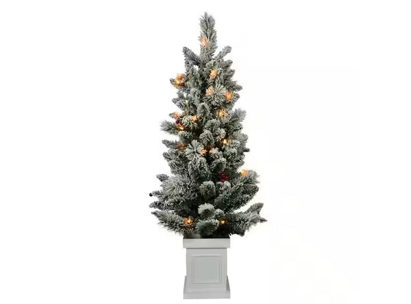 ASTELLA 4FT PRE-LIT FLOCKED ARTIFICIAL CHRISTMAS TREE, 50-LIGHTS - Like New