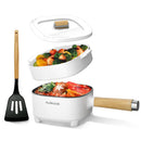 AUDECOOK HOT POT ELECTRIC CERAMIC GLAZE NON-STICK FRYING PAN 8 INCH - WHITE - Like New