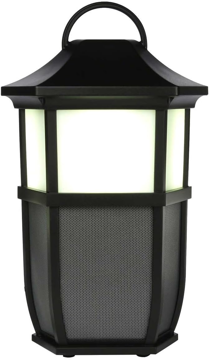 Acoustic Research Outdoor Wireless Speaker with Led Flickering Flame Light-Black Like New