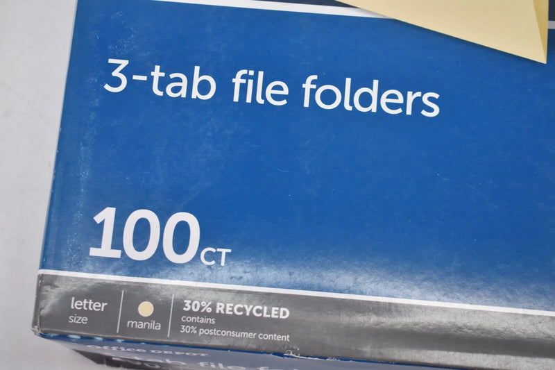 OFFICE DEPOT 3 TAB FILE FOLDERS LETTER SIZE COLORED 810-838 100 PACK ...