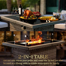 YOYOMAX 44 Inch Glass Top Fire Pit Table 60,000 BTU Flame Hand Weave Rattan Gray - Like New