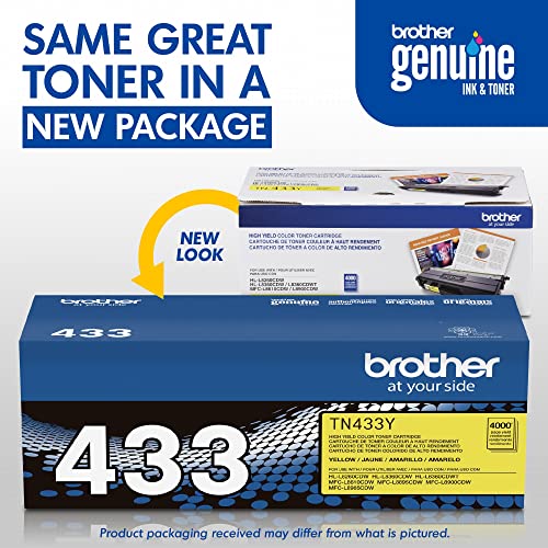 BROTHER GENUINE HIGH YIELD TONER CARTRIDGE TN433Y REPLACEMENT CARTRIDGE - YELLOW - Brand New