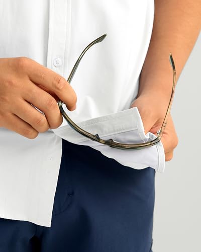 HUK MENS NEXT LEVEL SOLID SHORT SLEEVE FISHING BUTTON DOWN SHIRT WHITE M - Brand New