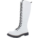 Wild Pair Womens Ryleep Zipper Lugged Sole Combat & Lace-up Boots  White, 7.5 - Brand New