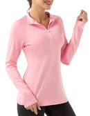 Fkeep Women's Polo Shirts Long Sleeve UPF 50+ Workout Tops V Neck Coral Pink XL - Brand New