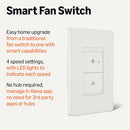 AMAZON BASICS CEILING FAN CONTROL SWITCH, 4-SPEED, SINGLE POLE, ALEXA - WHITE - Like New