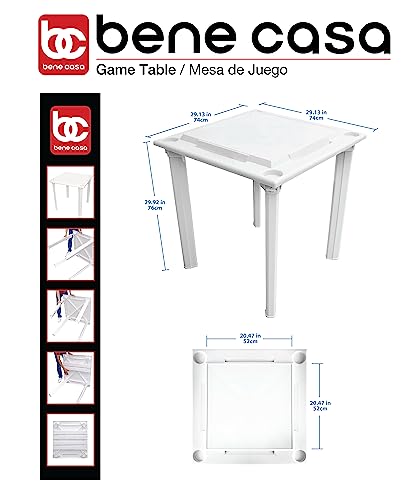 BENE CASA BC-65288  Indoor & Outdoor Domino Game Table, Removable Legs - White - Like New