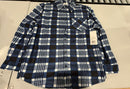 CENTRO MEN'S PLAID FLANNEL LONG SLEEVE SHIRT - SIZE: MEN XL - NAVY WHITE - Brand New