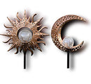 Upgraded 2022-Outdoor Garden Solar Lights. Sun and Moon Stake Decor Set - Like New