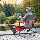 COSTWAY Folding Camping Chair Heavy-Duty Director Chair Supports 400lbs Red - Brand New