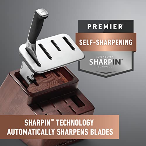 CALPHALON PREMIER SHARPIN KNIFE SET WITH SHARPENING KNIFE BLOCK 12PC - BLACK - Like New