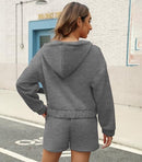FKEEP WOMENS HALF ZIP HOODIE SWEAT WITH SHORTS POCKETS OUTFIT DARK GRAY XL - Brand New