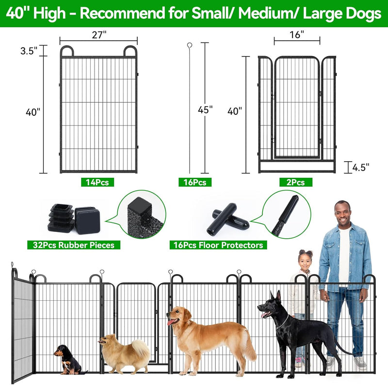 Dog Playpen Outdoor Extra Wide 16 Panels Heavy Duty Dog Fence - Scratch & Dent