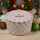 COLONIAL MILLS HOLIDAY WOOL LIDDED CROCK BASKET 14"X14"X8" - RED - Like New