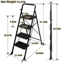 RIKADE 4 STEP LADDER FOLDING STEP STOOL WITH WIDE ANTI-SLIP PEDAL - BLACK - Like New