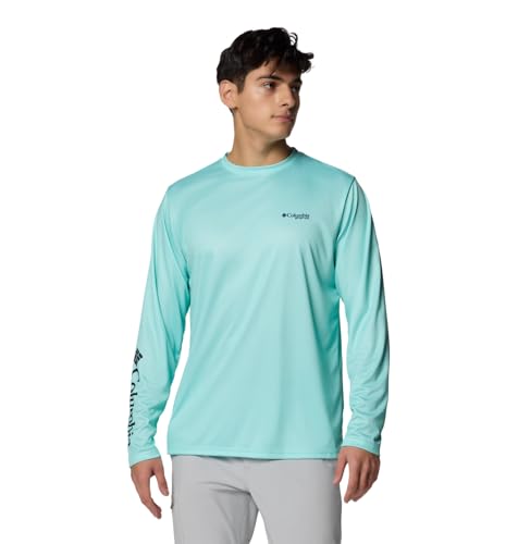 COLUMBIA MEN'S TERMINAL TACKLE PFG FINS & STRIPES LONG SLEEVE GULF/BLACK S - Brand New