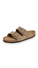 0951301 Birkenstock Arizona Soft Footbed Taupe Suede Regular Width Size 12 - Like New
