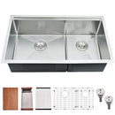 Undermount Double Bowl Stainless Steel Kitchen Sink HACHENL 33"×19" B0CCD9YZT7 - Brand New