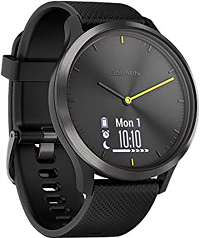 Garmin Vivomove HR Sport Hybrid Smartwatch Black with Black Silicone Band Like New