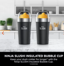 NINJA SLUSHI INSULATED BUBBLE CUP WITH LID & STRAW – SEA GLASS - Like New