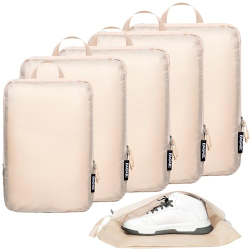 BAGAIL 6 SET ULTRALIGHT COMPRESSION PACKING CUBES - BEIGE - Like New
