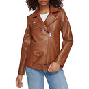 LEVI'S WOMENS OVERSIZED FAUX LEATHER BELTED MOTORCYCLE JACKET - SIZE M - BROWN - Brand New