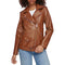 LEVI'S WOMENS OVERSIZED FAUX LEATHER BELTED MOTORCYCLE JACKET - SIZE M - BROWN - Brand New