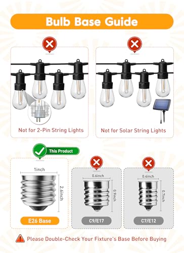 MINETOM 25 PACK S14 LED 0.6W RPLACEMENT LIGHT BULBS - WARM DIMMABLE E26 BASE - Brand New