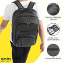 SOLO NEW YORK TSA LAPTOP BACKPACK FOR WOMEN & MEN CARRY ON BOOKBAG TRAVEL - GREY - Brand New