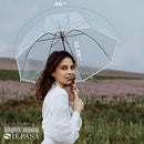 Siepasa Women's Grey Clear Bubble Umbrella Classic Hook Handle B094V9DTGV - Like New
