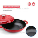 PURICON ENAMELED CAST IRON CASSEROLE BRAISER PAN 3.8 QUART, 12 INCHES - RED - Like New
