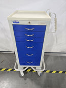 ARMSTRONG MEDICAL PROCEDURE CART, 6 DRAWERS - BLUE - Scratch & Dent