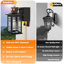 KONDRAS 2-PACK PORCH LIGHTS WITH GFCI OUTLET, MOTION SENSOR, 0815 - BLACK - Like New