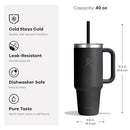 Hydro Flask Travel Tumbler with Handle, Clear Lid and Straw - 40oz - Like New