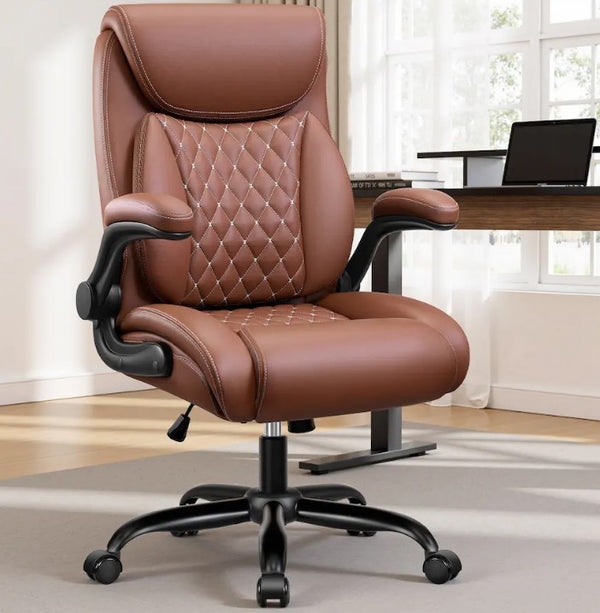 KERDOM - ERGONOMIC PU LEATHER OFFICE CHAIR - BROWN - Like New