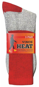 VINCO SOCKS 6 PAIRS MENS HEATED THERMAL CREW HEAVY DUTY 10-13 - RED/BLUE/BLACK - Brand New