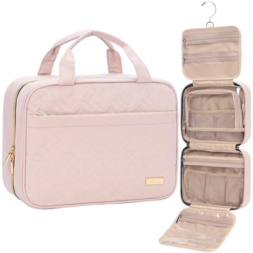 NISHEL TRAVEL TOILETRY BAG FOR WOMEN PORTABLE HANGING ORGANIZER MEDIUM PINK - Like New