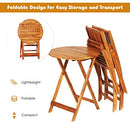 Toolsempire 3 Pieces Patio Bistro Set Acacia Wood Round Coffee Table - Cream - Brand New