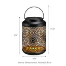 GLITZHOME 8.75 IN. H METAL CUTOUT SOLAR POWERED OUTDOOR HANGING LANTERN BLACK - Like New