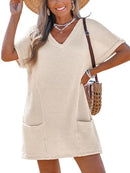 CAA07B5C071GGS CUPSHE WOMEN'S DREAMY TIDES COVER-UP MINI DRESS SIZE S -BEIGE - Like New
