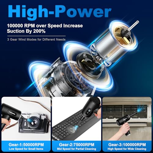 FRESMOL COMPRESSED AIR DUSTER-3 GEAR ADJUSTABLE 100000RPM VC018 - BLACK - Like New