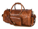 AARON LEATHER GOODS DUFFLE BAG MEN 35L OVERNIGHT WEEKENDER GARMENT - TAWNY - Like New
