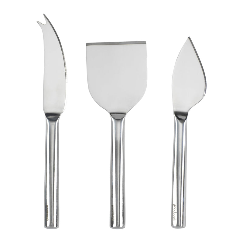 GOODCOOK GOURMET CHEESE, 3PC SET FOR SOFT AND HARD CHEESES - STAINLESS STEEL - Brand New