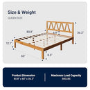 AVENCO SOLID WOOD PLATFORM BED FRAME HEADBOARD QUEEN SIZE - NATURAL OAK - Like New